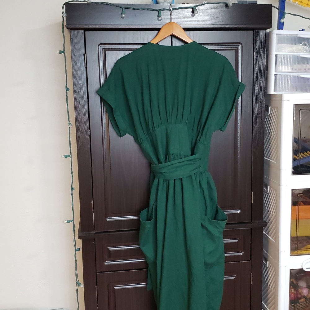 Seaside Tones Linen Kimono Wrap Dress - Picture 7 of 11